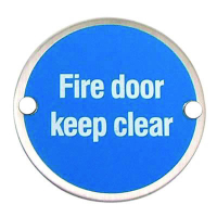 Fire Door Keep Clear Sign 75mm - Satin Stainless Steel