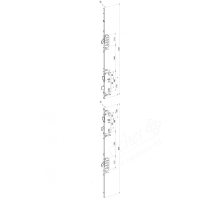 Winkhaus Stable Door 2 Hook Lock - 45mm backset