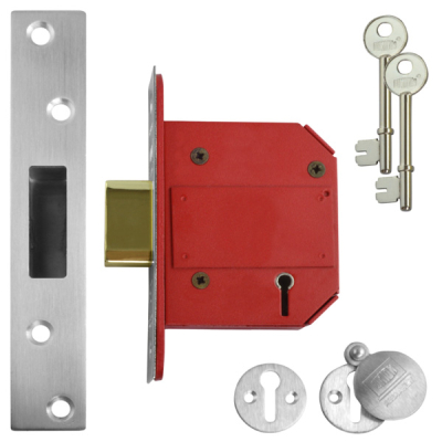 Union Strongbolt British Standard 5 Lever Deadlock 3Inch - Satin Chrome