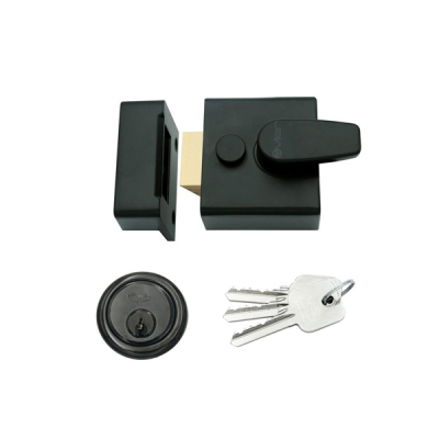Night Latch & Rim Cylinder 40mm Backset - Black