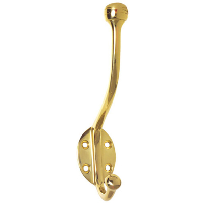 Old English Hat & Coat Hook - Polished Brass