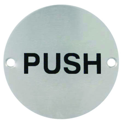 Push Disc Sign - Satin Stainless Steel