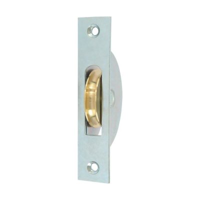 1¾Inch Brass Wheel Sash Pulley Square End - Steel